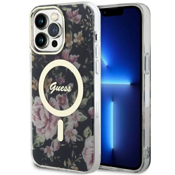 Kryt Guess GUHMP14XHCFWSK Apple iPhone 14 Pro Max black hardcase Flower MagSafe