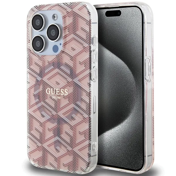 Kryt Guess GUHMP15LHGCUSTGP Apple iPhone 15 Pro hardcase IML GCube MagSafe pink