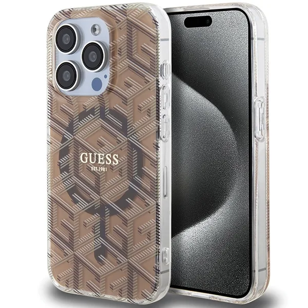 Kryt Guess GUHMP15LHGCUSTGW Apple iPhone 15 Pro hardcase IML GCube MagSafe brown