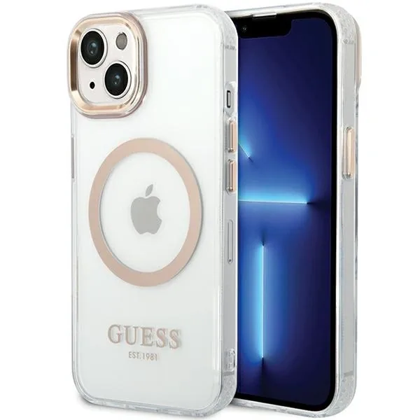 Kryt Guess GUHMP15MHTRMD Apple iPhone 15 Plus / 14 Plus hardcase Metal Outline Magsafe gold