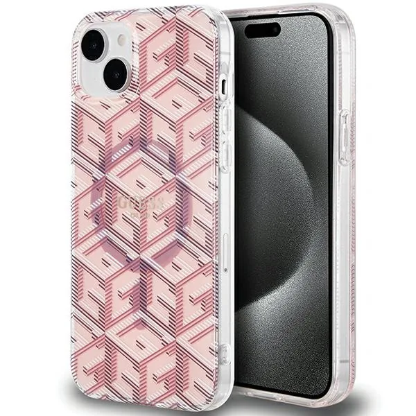 Kryt Guess GUHMP15SHGCUSTGP Apple iPhone 15 / 14 hardcase IML GCube MagSafe pink