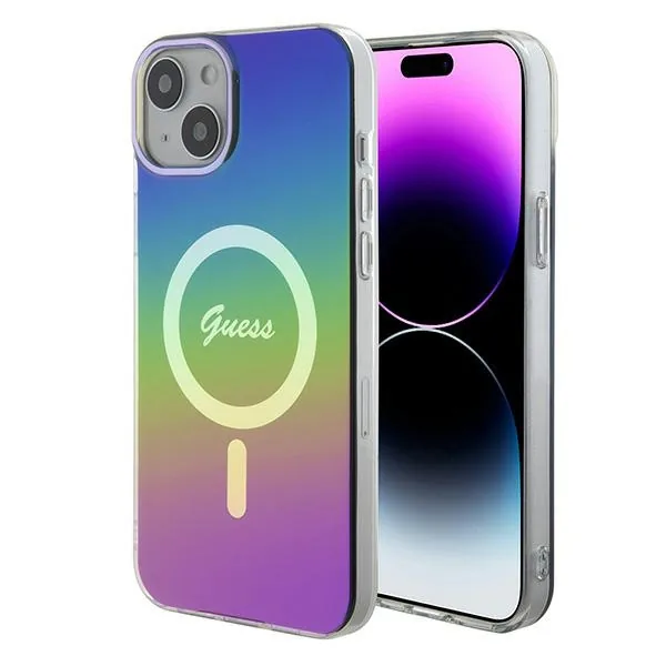 Kryt Guess GUHMP15SHITSK Apple iPhone 15 hardcase IML Iridescent MagSafe rainbow