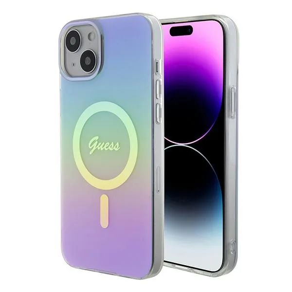 Kryt Guess GUHMP15SHITSU Apple iPhone 15 hardcase IML Iridescent MagSafe purple