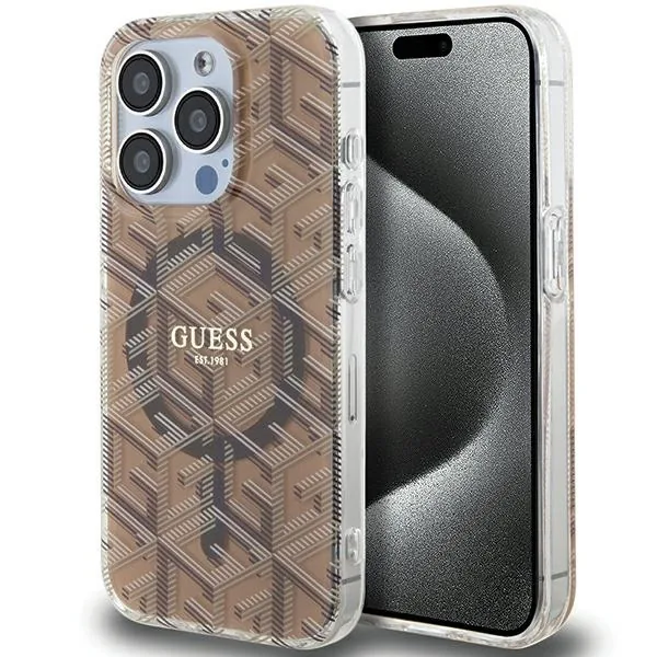 Kryt Guess GUHMP15XHGCUSTGW Apple iPhone 15 Pro Max hardcase IML GCube MagSafe brown