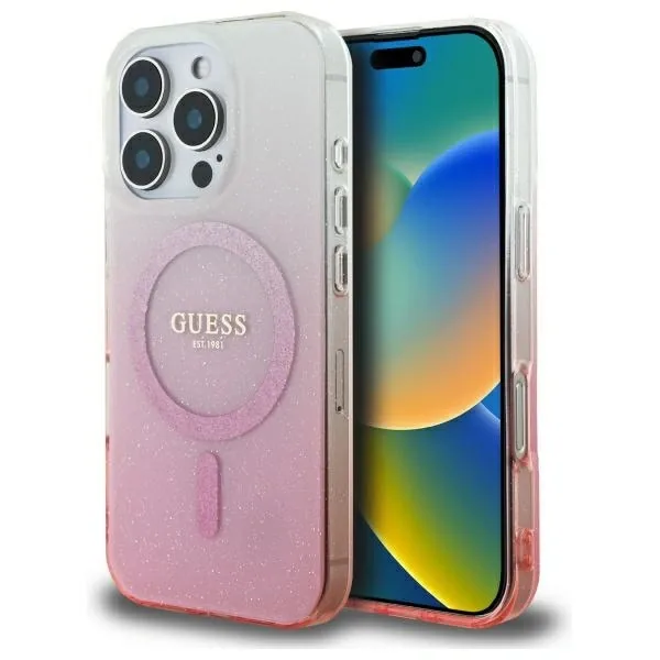 Kryt Guess GUHMP16LHGRCELP Apple iPhone 16 Pro hardcase IML Glitter Gradient MagSafe pink
