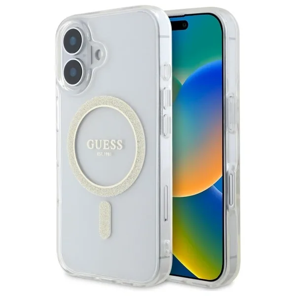 Kryt Guess GUHMP16MHFGERET Apple iPhone 16 Plus hardcase IML Glitter Circle MagSafe transparent