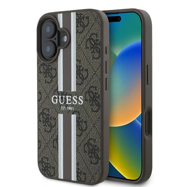 Kryt Guess GUHMP16MP4RPSW Apple iPhone 16 Plus hardcase 4G Printed Stripes MagSafe brown