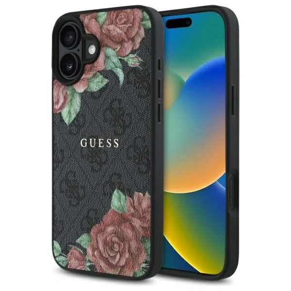 Kryt Guess GUHMP16SP4ROPEMCK Apple iPhone 16 hardcase 4G Flowers Print MagSafe black