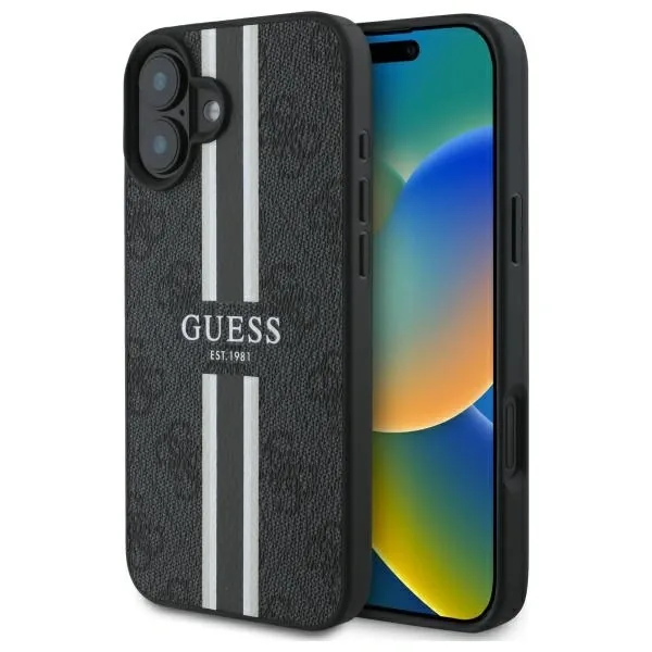 Kryt Guess GUHMP16SP4RPSK Apple iPhone 16 hardcase 4G Printed Stripes MagSafe black