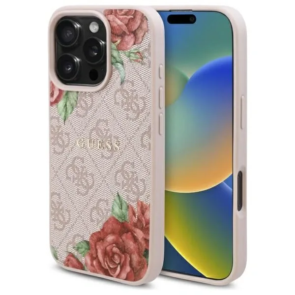 Kryt Guess GUHMP16XP4ROPEMCP Apple iPhone 16 Pro Max hardcase 4G Flowers Print MagSafe pink