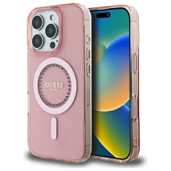 Kryt Guess GUHMP16XPFTDTEP Apple iPhone 16 Pro Max hardcase IML Rhinestones MagSafe pink