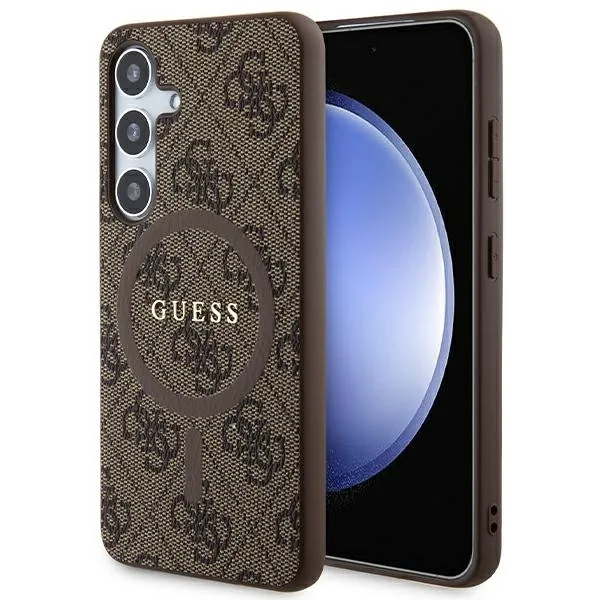 Kryt Guess GUHMS24SG4GFRW Samsung Galaxy S24 hardcase 4G Collection Leather Metal Logo MagSafe brown