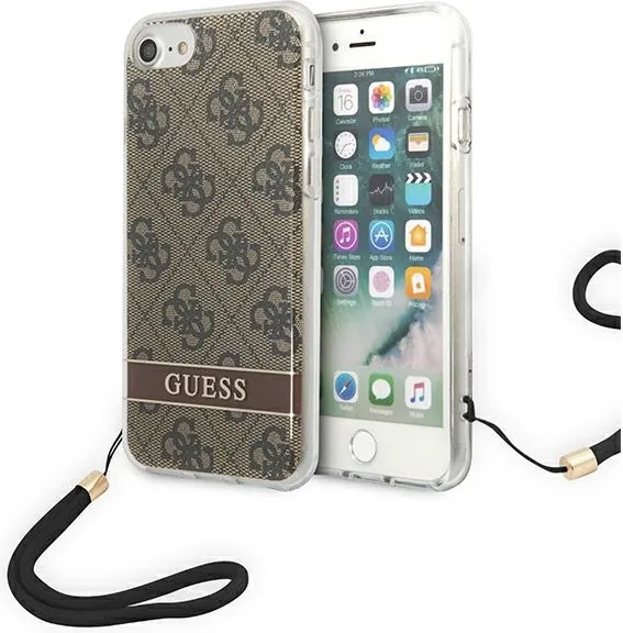 Kryt Guess GUOHCI8H4STW Apple iPhone SE 2022/SE 2020/8/7 brown hardcase 4G Print Strap