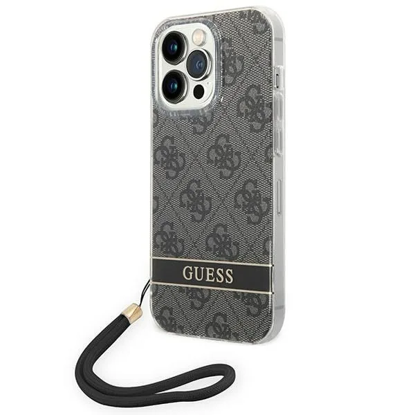 Kryt Guess GUOHCP14LH4STK Apple iPhone 14 Pro black hardcase 4G Print Strap
