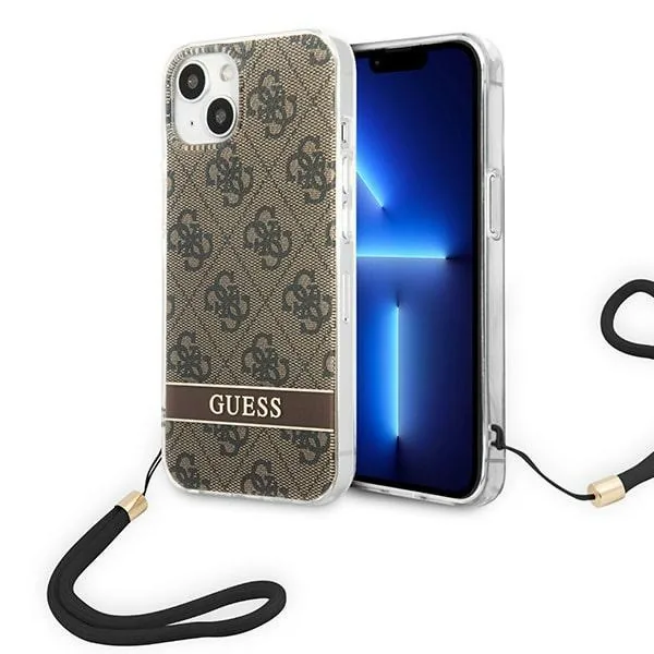 Kryt Guess GUOHCP14MH4STW Apple iPhone 14 Plus / 15 Plus brown hardcase 4G Print Strap