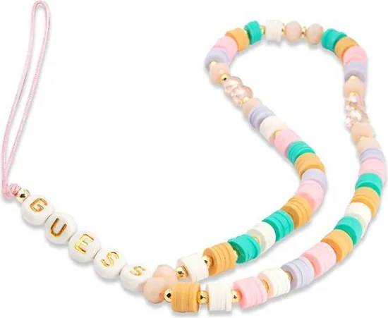 Šňůrka na mobil Guess GUSTFLWP Phone Strap pink Heishi Beads
