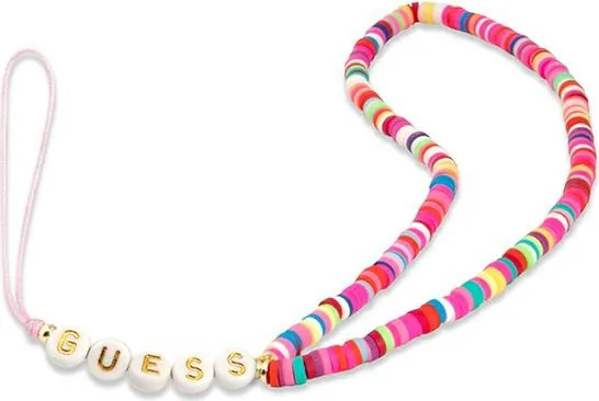 Šňůrka na mobil Guess GUSTGMPP Phone Strap multicolor pink Heishi Beads
