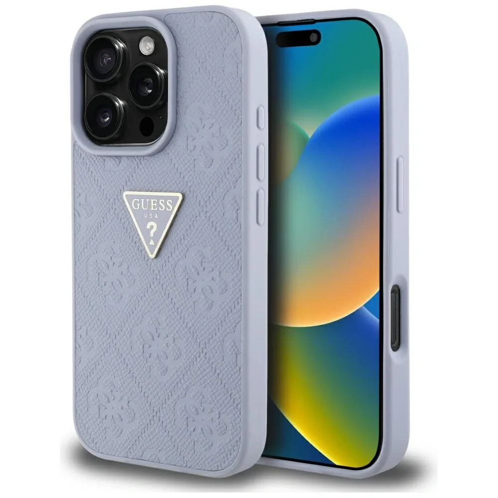 Kryt Guess Hot Stamp 4G Pattern Triangle Metal Logo Apple iPhone 16 Pro purple