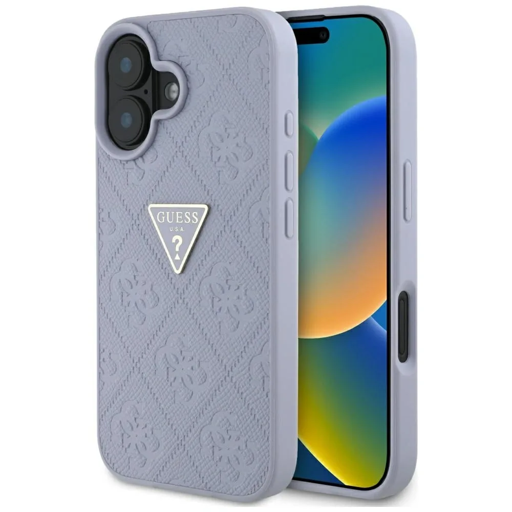 Kryt Guess Hot Stamp 4G Pattern Triangle Metal Logo Apple iPhone 16 purple