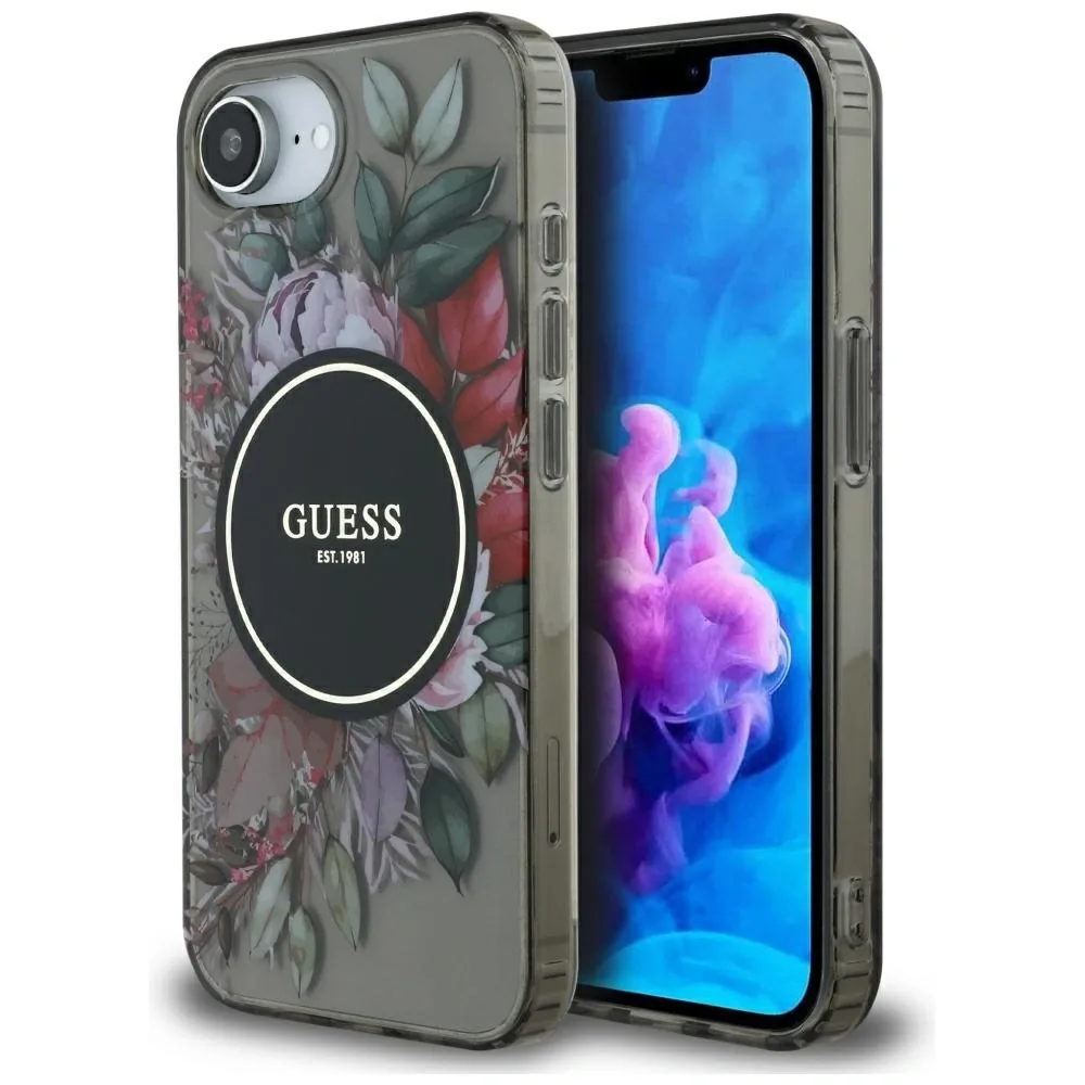 Kryt Guess IML Flowers MagSafe Apple iPhone 17e / 16e black