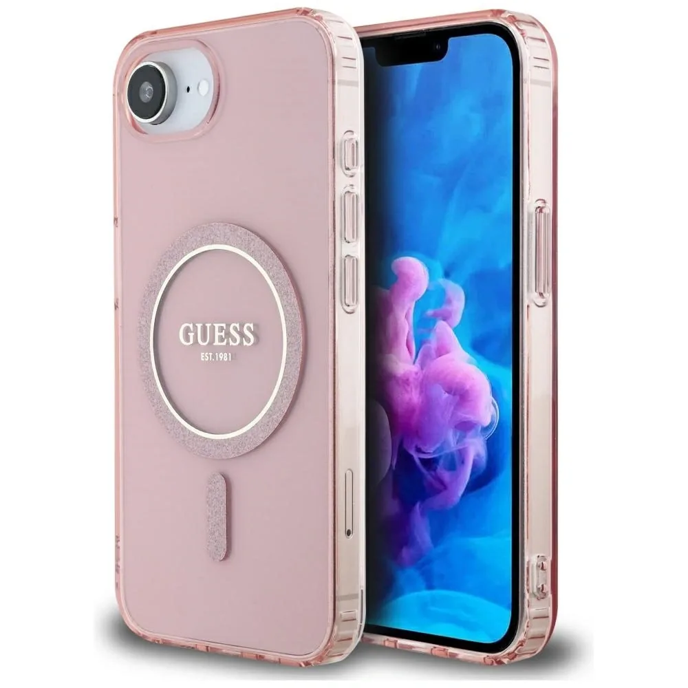 Kryt Guess IML Glitter Circle MagSafe Apple iPhone 17e / 16e pink