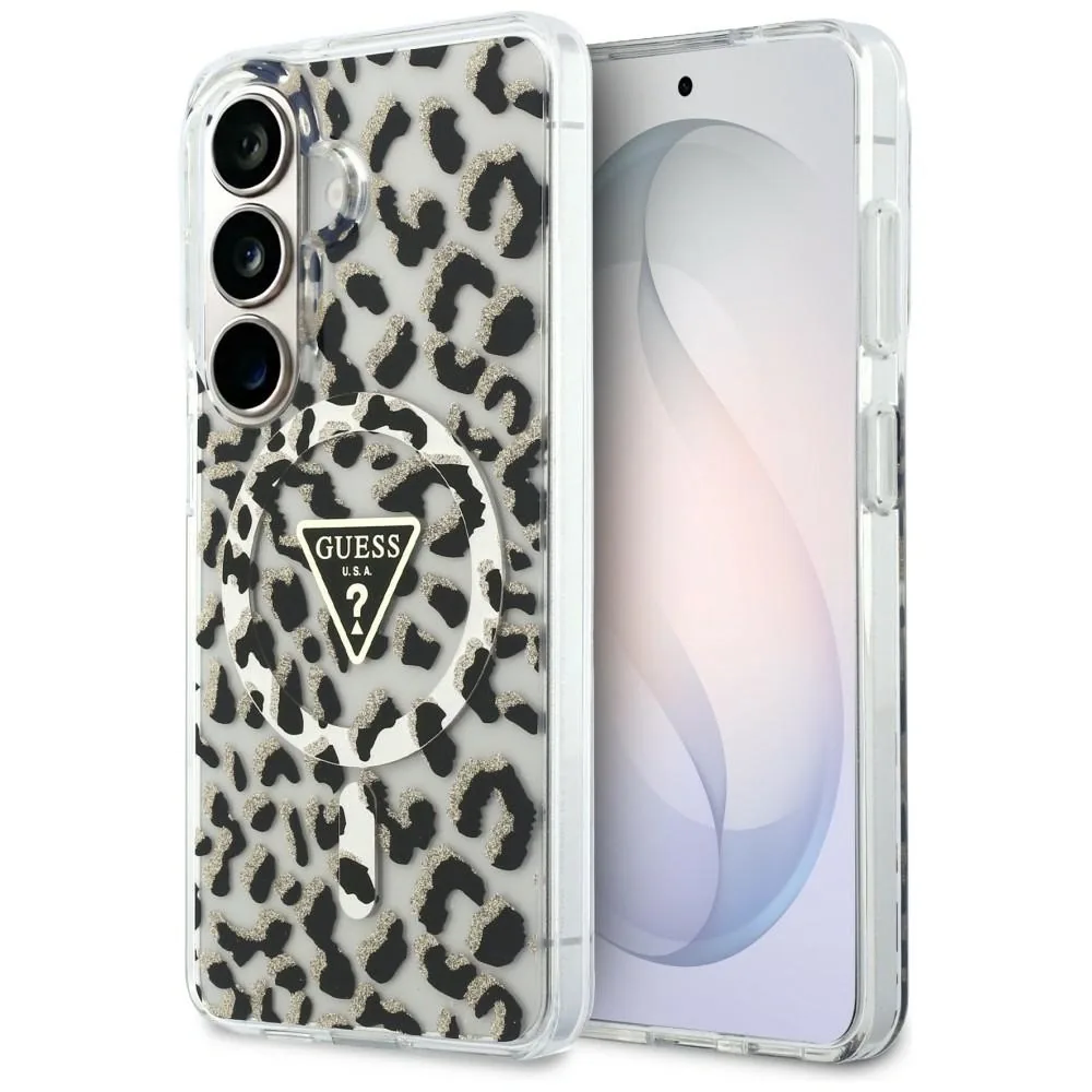 Kryt Guess IML Leopard Print Triangle MagSafe Samsung Galaxy S26 black