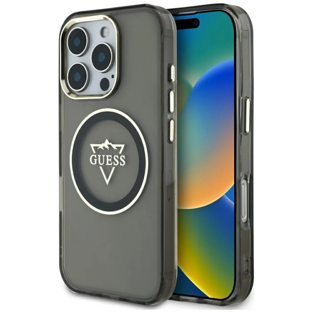 Kryt Guess IML Metal Mountain Logo MagSafe Apple iPhone 16 Pro Max black