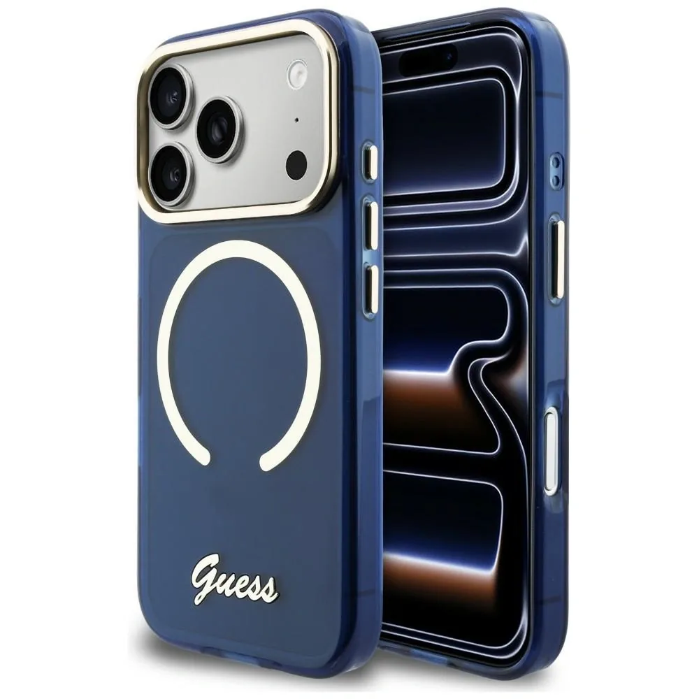 Kryt Guess IML Script Metal MagSafe Apple iPhone 17 Pro Max blue