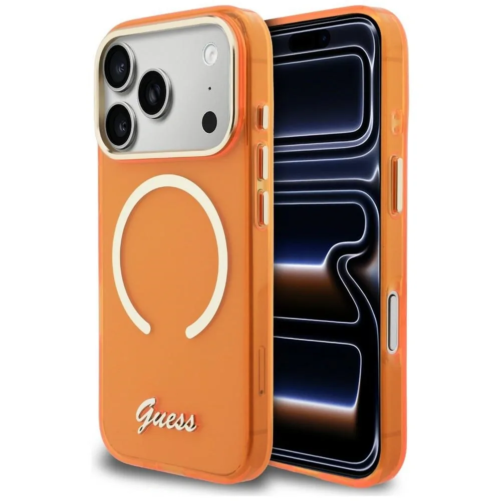 Kryt Guess IML Script Metal MagSafe Apple iPhone 17 Pro orange