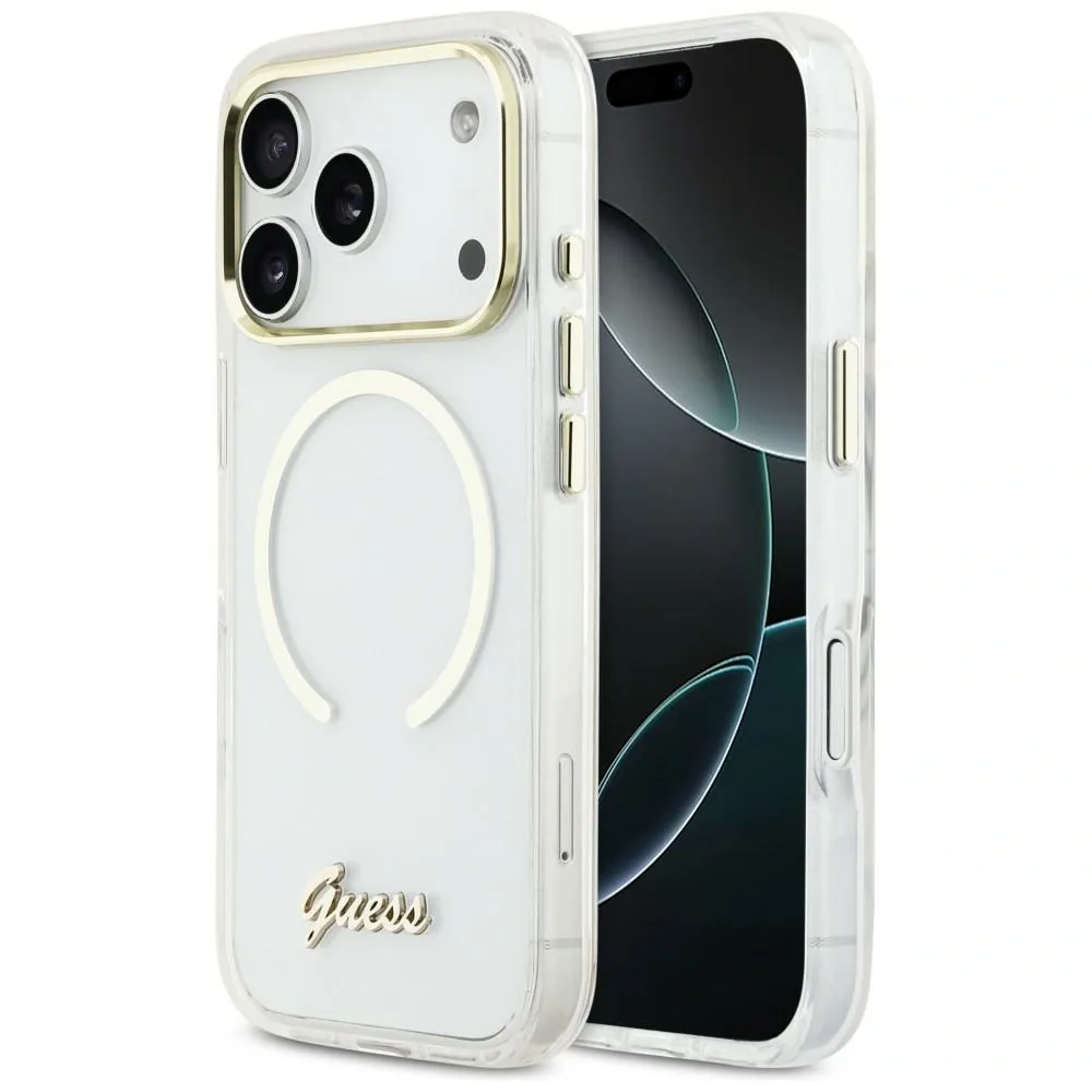 Kryt Guess IML Script Metal MagSafe Apple iPhone 17 Pro transparent
