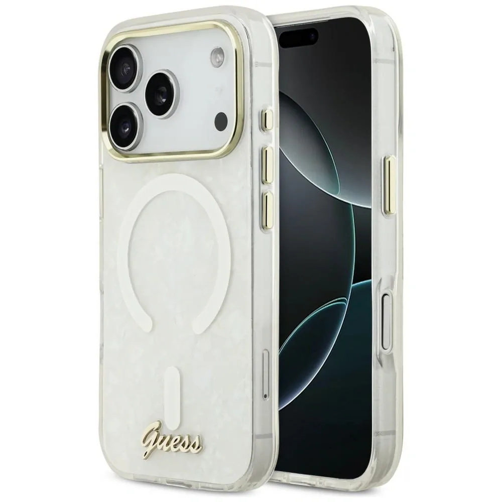 Kryt Guess IML Shell Script Metal MagSafe Apple iPhone 17 Pro Max white