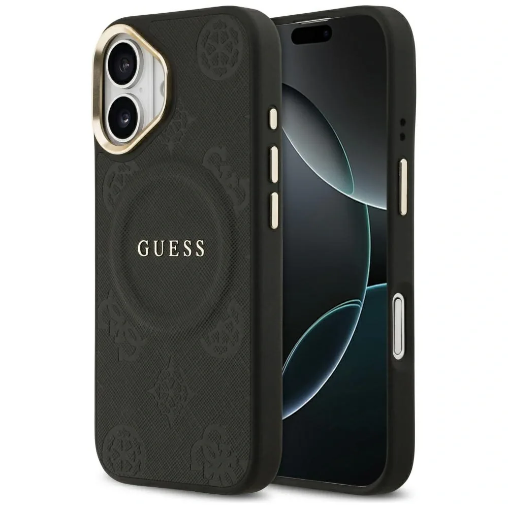 Kryt Guess Peony Hot Stamp MagSafe Apple iPhone 17 black
