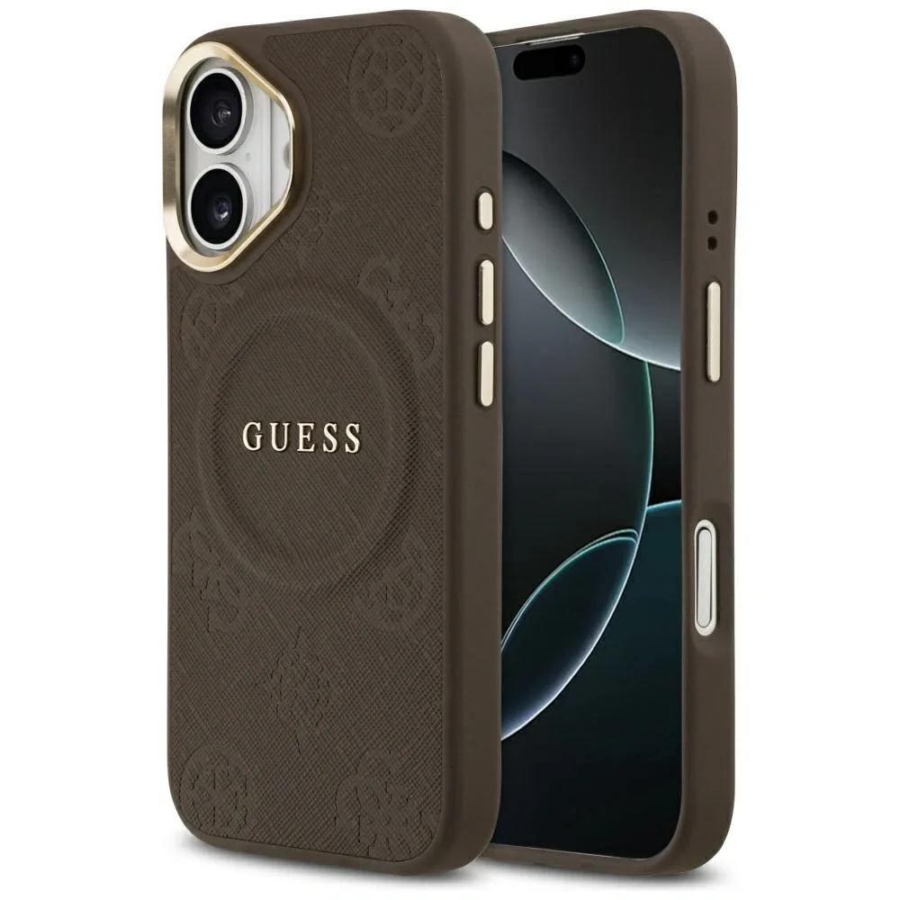 Kryt Guess Peony Hot Stamp MagSafe Apple iPhone 17 brown