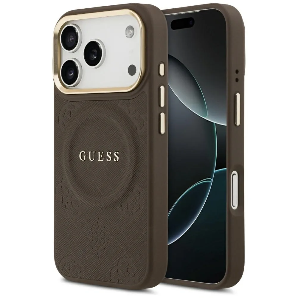 Kryt Guess Peony Hot Stamp MagSafe Apple iPhone 17 Pro brown