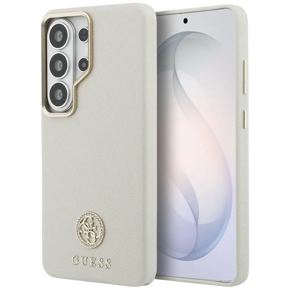 Kryt Guess Rhinestone Round Logo MagSafe Samsung Galaxy S26 Ultra beige