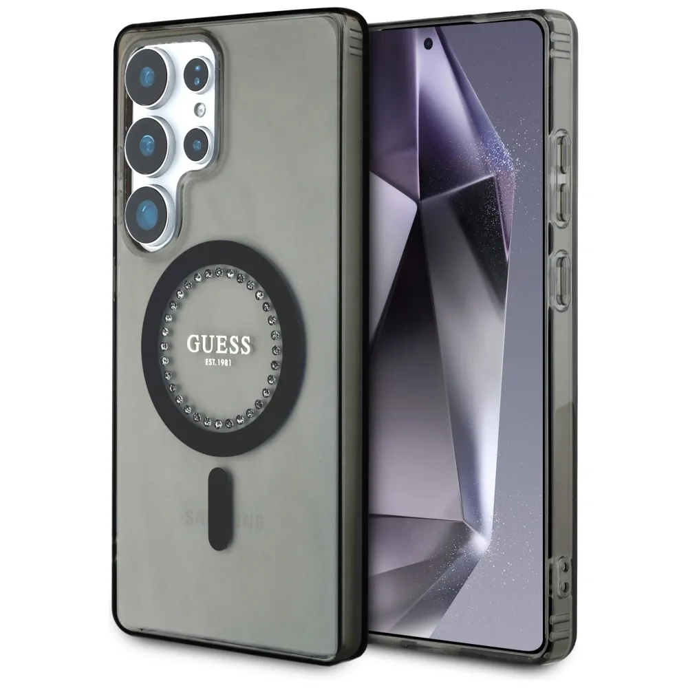 Kryt Guess Rhinestones Printed Classic Logo MagSafe Samsung Galaxy S25 Ultra black