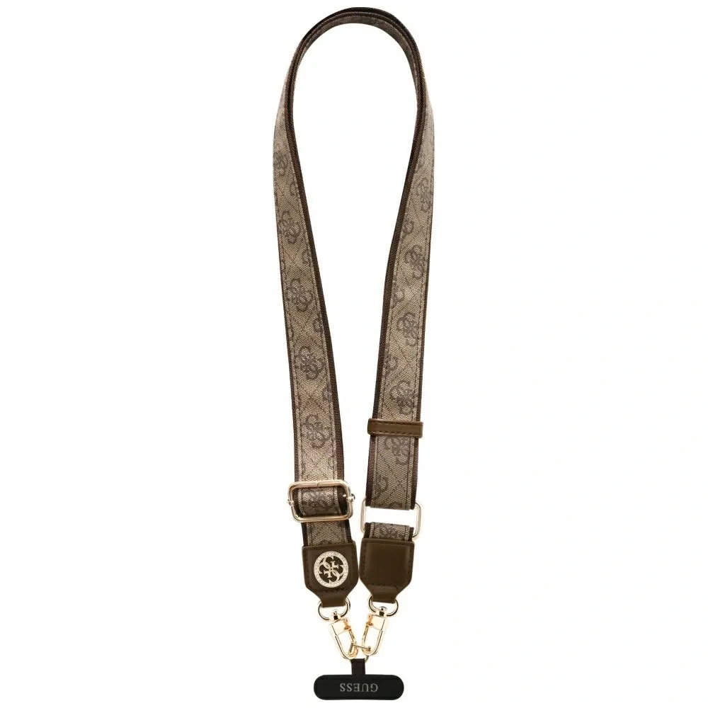 Šňůrka Guess Universal CBDY 4G Tether Patch Strass Metal Logo brown