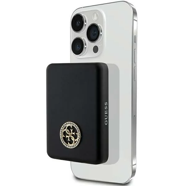 Induction Powerbank Guess GUPBM3AL4DMK 3000mAh 5W MagSafe 4G Strassed Metal Logo black