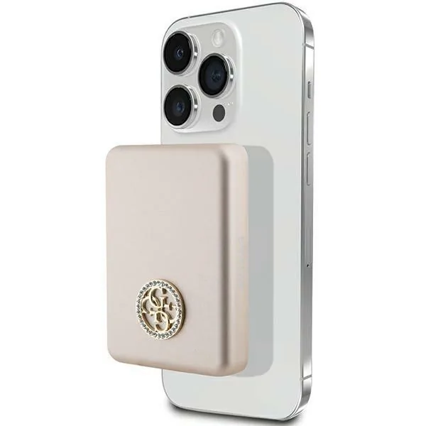 Induction Powerbank Guess GUPBM5AL4DMD 5000mAh 15W MagSafe 4G Strassed Metal Logo gold