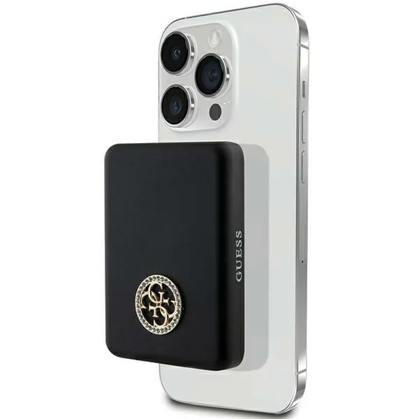 Induction Powerbank Guess GUPBM5AL4DMK 5000mAh 15W MagSafe 4G Strassed Metal Logo black