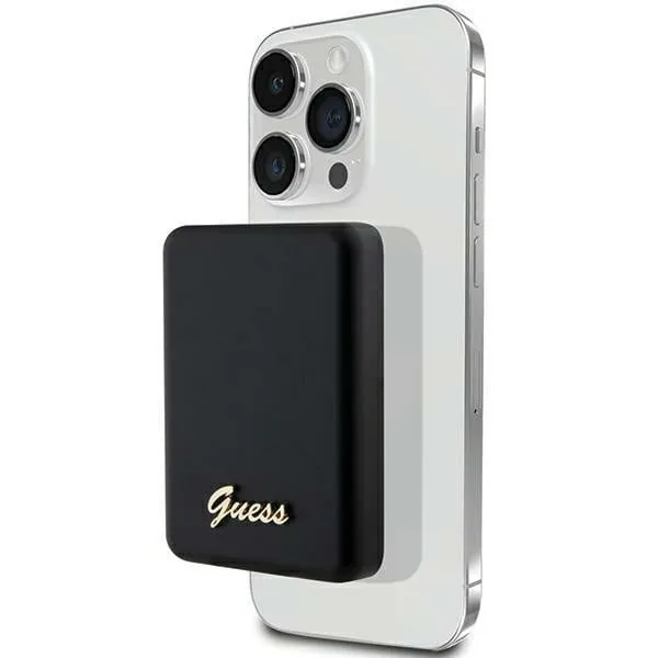Induction Powerbank Guess GUPBM5ALGSGK 5000mAh 15W MagSafe Metal Script Logo black