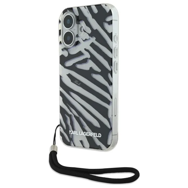 Kryt Karl Lagerfeld Apple iPhone 16 hardcase IML Zebra Pattern & Cord black