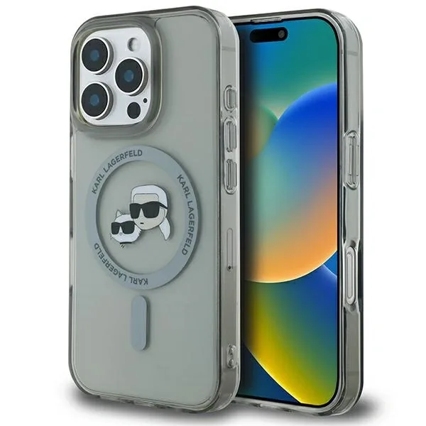 Kryt Karl Lagerfeld Apple iPhone 16 Pro hardcase IML Metal Karl&Choupette Head MagSafe black