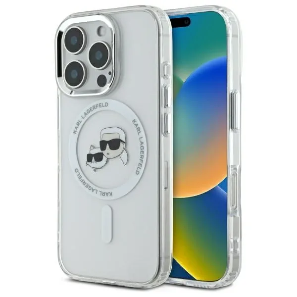 Kryt Karl Lagerfeld Apple iPhone 16 Pro Max hardcase IML Metal Karl&Choupette Head MagSafe white