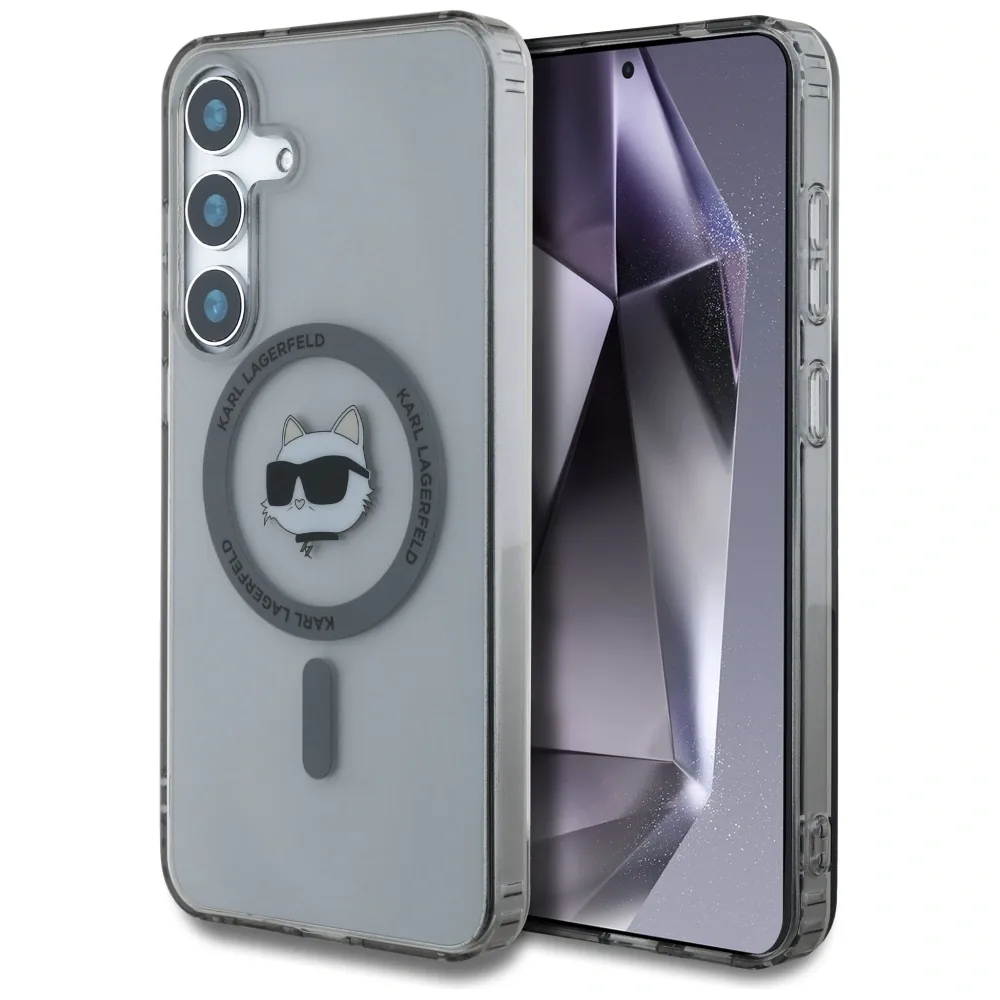 Kryt Karl Lagerfeld Button Choupette Head Printed Logo MagSafe Samsung Galaxy S25 black