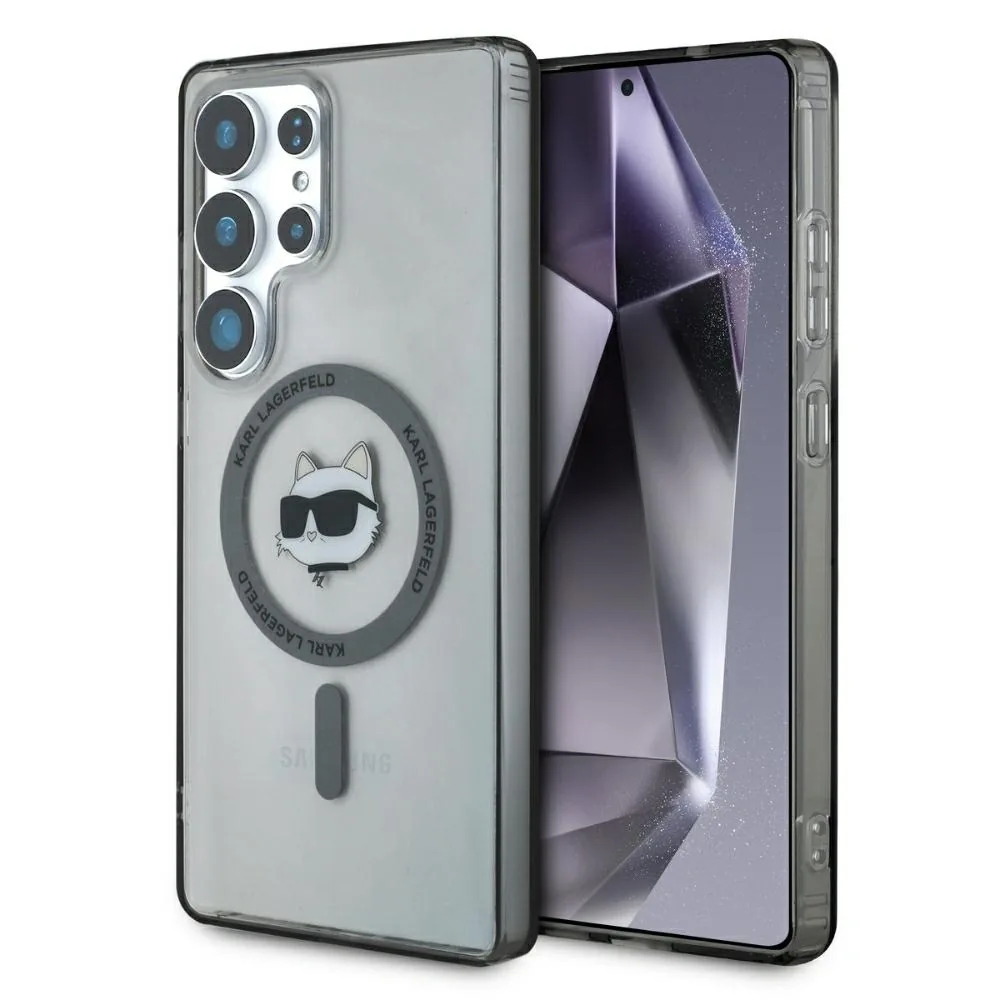 Kryt Karl Lagerfeld Button Choupette Head Printed Logo MagSafe Samsung Galaxy S25 Ultra black