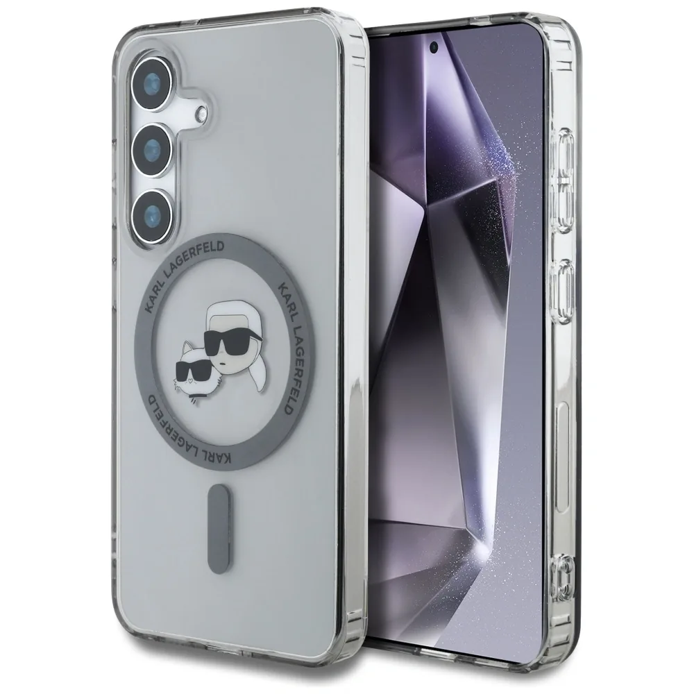 Kryt Karl Lagerfeld Button Karl & Choupette Heads Printed Logo MagSafe Samsung Galaxy S25 black