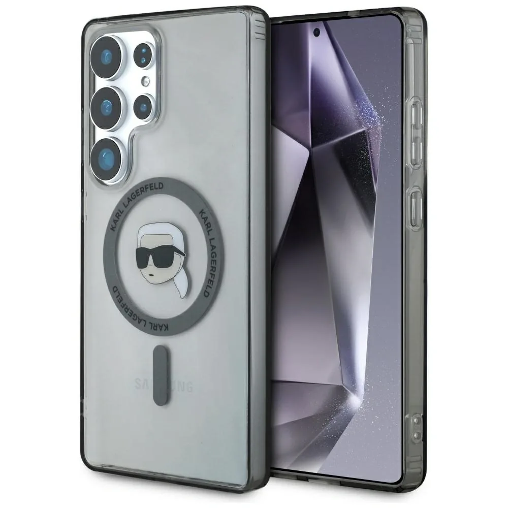 Kryt Karl Lagerfeld Button Karl Head Printed Logo MagSafe Samsung Galaxy S25 Ultra black