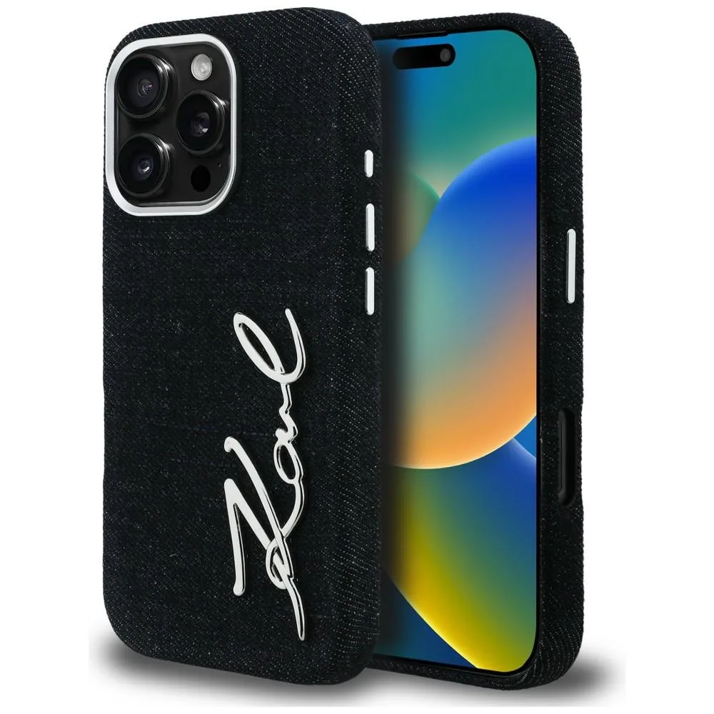 Kryt Karl Lagerfeld FW Jeans Signature Logo Apple iPhone 16 Pro Max black