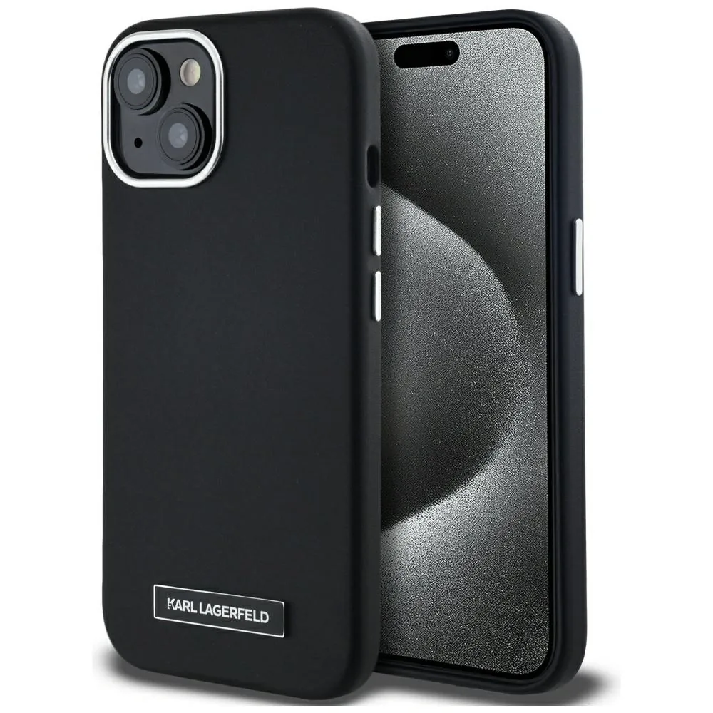 Kryt Karl Lagerfeld FW Metal Plate MagSafe Apple iPhone 15 black